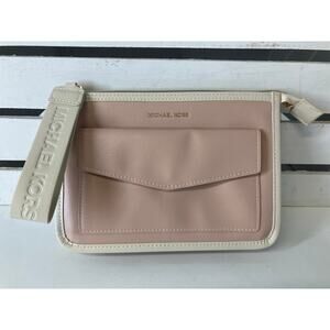 MICHAEL KORS, SMALL PINK, WHITE CLUTCH WRISTLET